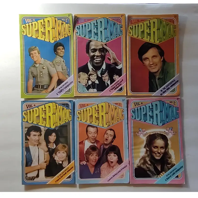 SuperMag Magazine Lot Of 6 Vintage 1980 Retro Pop Culture All Have Mini Posters
