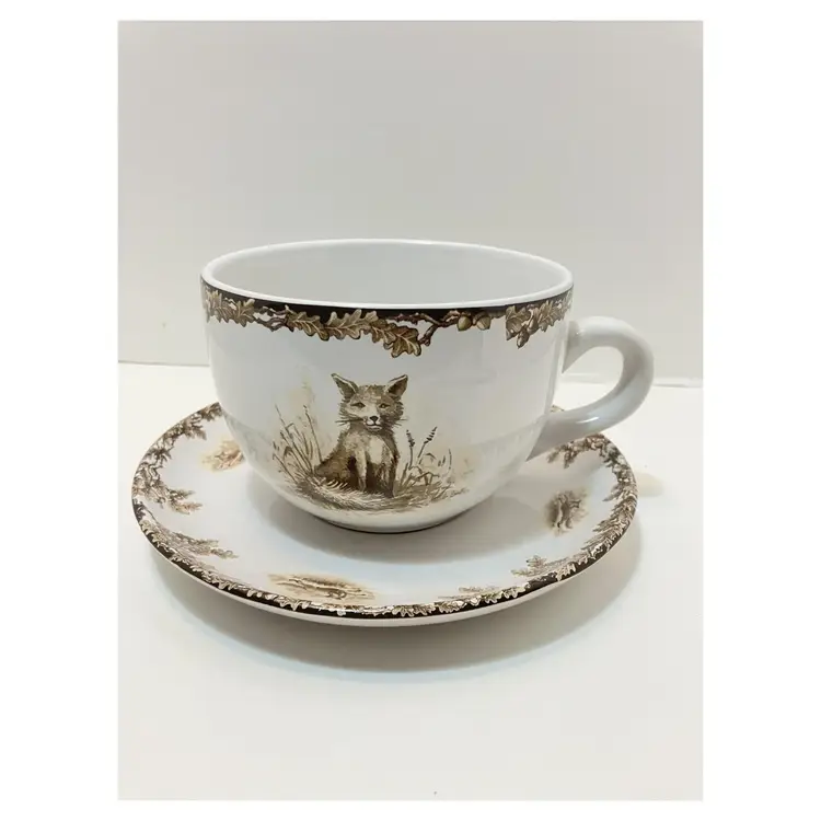 Aiken C.E.Cory fox hunt pattern, very large coffee, mug, and saucer