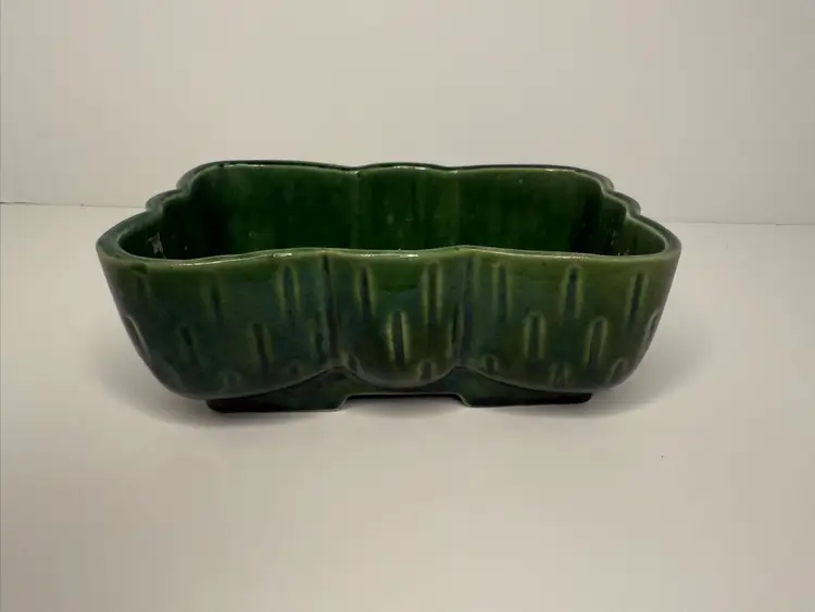 MCM Pottery Glazed Green Planter