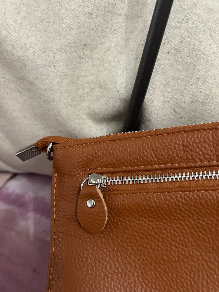 Pebbled Brown Leather Wristlet Bag By 
Befen