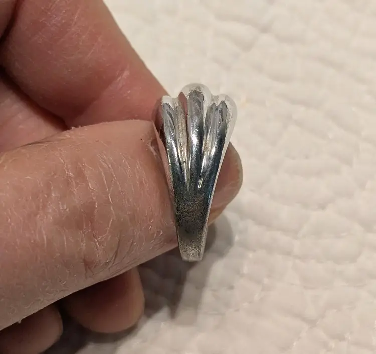 Vintage Sterling Silver Band with Triple Ridges, Size 8.5