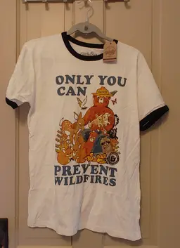 Top- Brand: Tee Lux. Smokey Bear tee. NWT. Size Medium. Material- 100% cotton. No callouts.