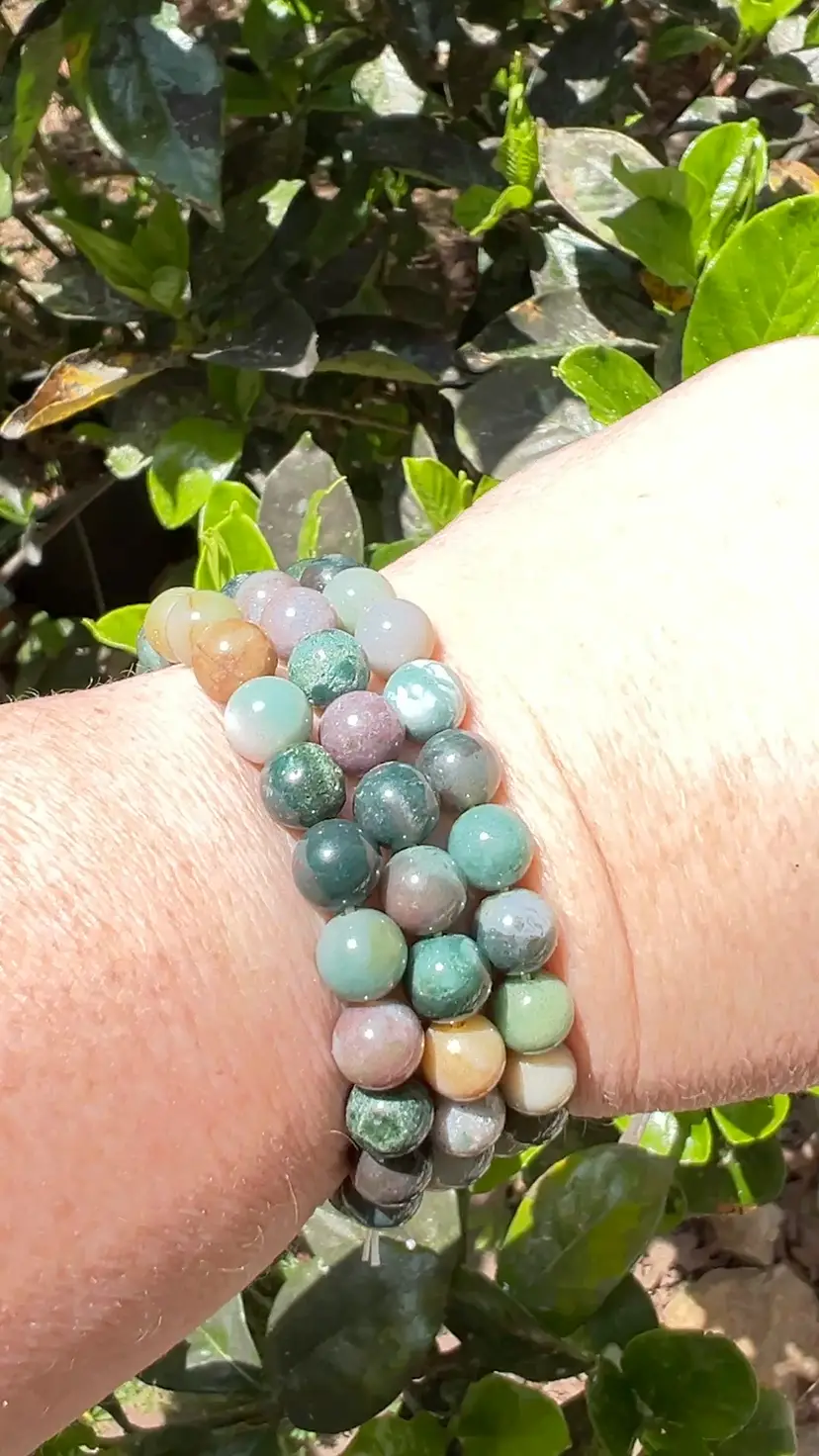 Ocean Jasper 8mm Beads.  7” Stretch Bracelet Jewelry. Mined In Madagascar.