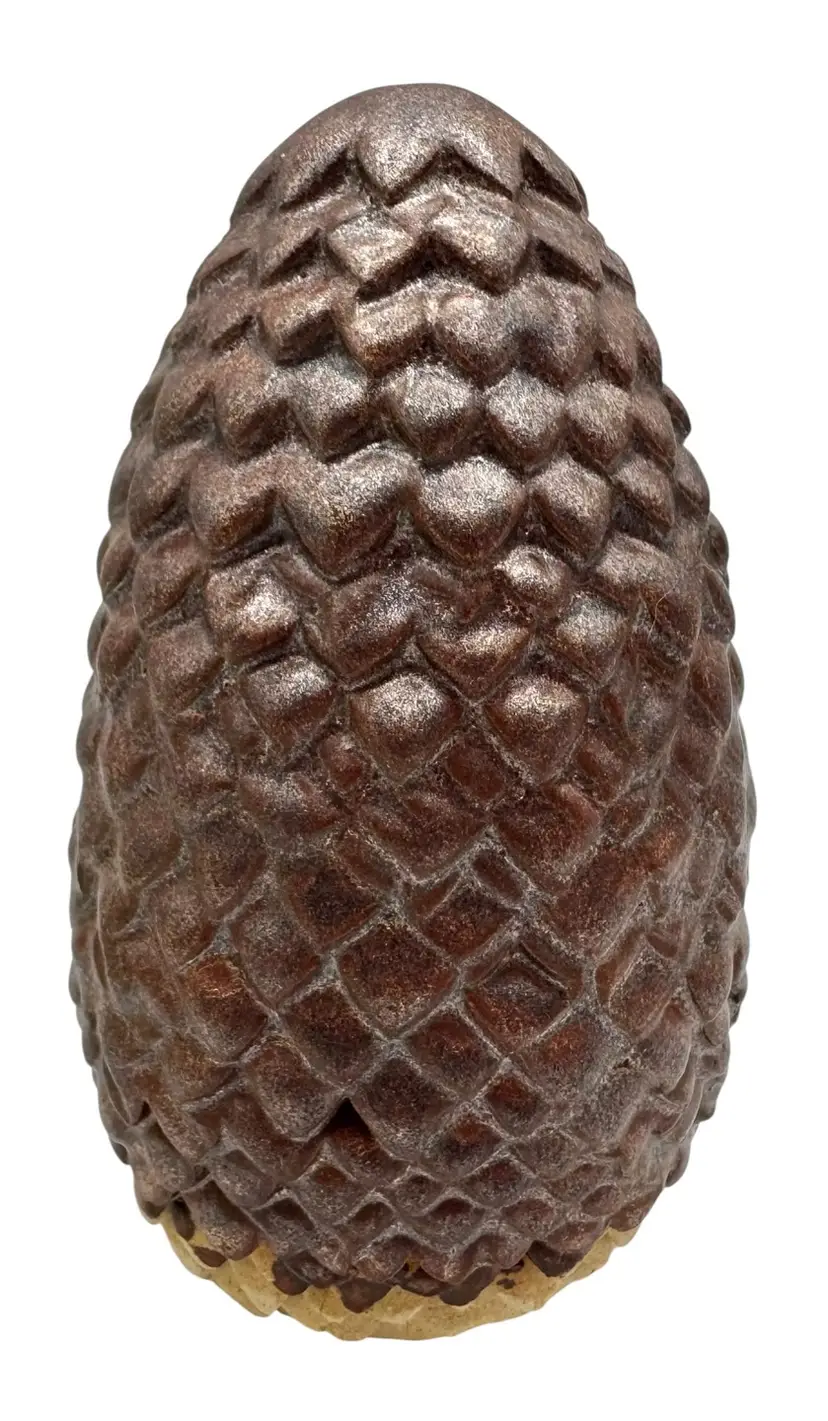 Handmade Studio Art Pottery Pinecone Figurine Paperweight Brown Metallic 4.75”