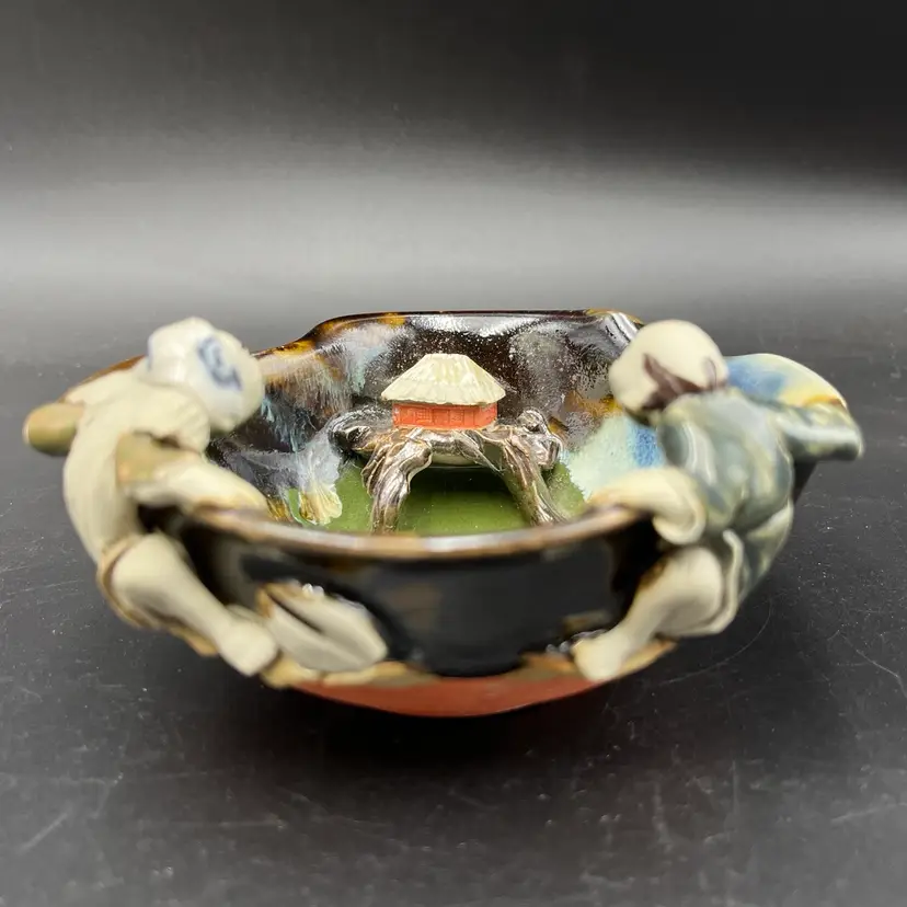 Japanese Sumida Gawa Art Pottery Bowl Dish Planter