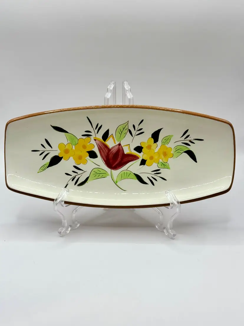 Vintage Floral Rectangle Trinket Dish, Pottery Decorative Kitchenware, Handcrafted Stangl Pottery, Made In Trenton, NJ