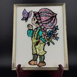 Tin Foil Boy in Bonnet with Butterfly Art Work