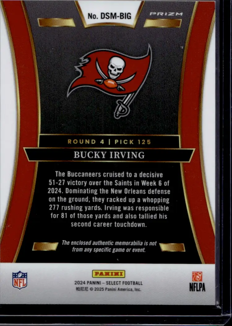 Bucky Irving 2023 Select Draft Selections Rookie Card