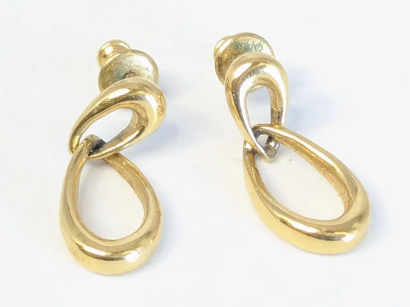 Vintage Monet Gold Tone Twisted Loop Dangle Earrings