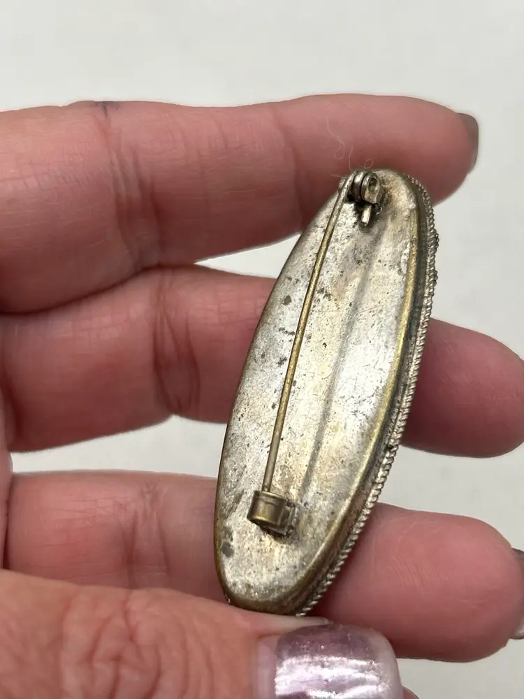 Antique Italian Micro Mosaic Floral Brooch – 2 1/4” – Made in Italy