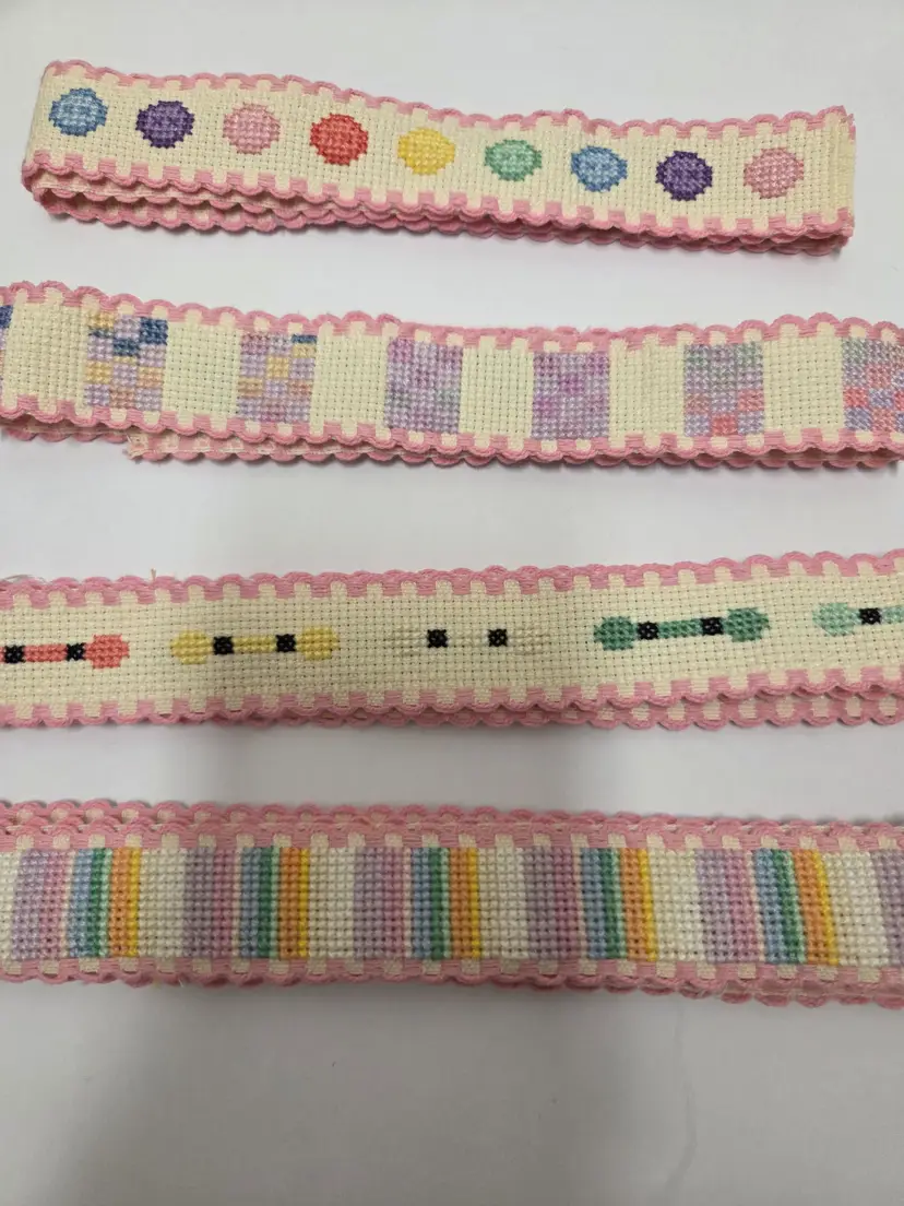 Lot of Cross-stitched Sewing and Craft Themed Ribband to Add To Your Projects