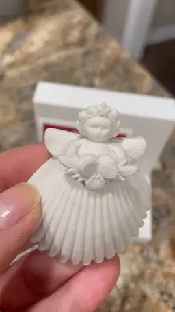 Porcelain Bisque Shell Angel Ornament by Margaret Furlong