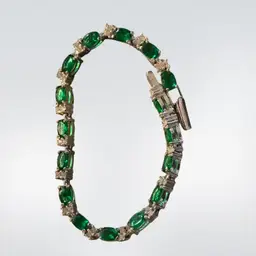 Avon Silver Tone Tennis Bracelet Square Shape Open Backed Green Rhinestone Separated By Petite White Open Back Rhinestones… Birthstone Bracelet