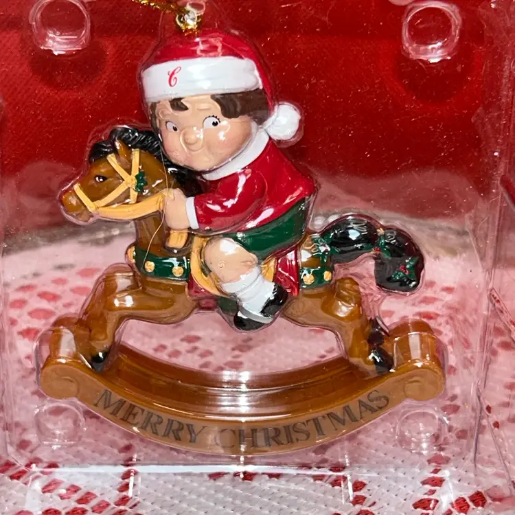Campbell Soup Kid Rocking Horse Merry Christmas Ornament-New