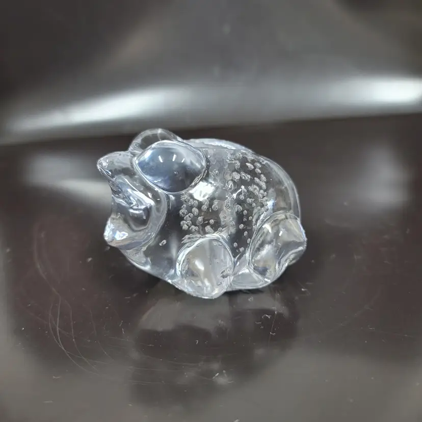 Clear Glass Controlled Bubble Frog Paperweight