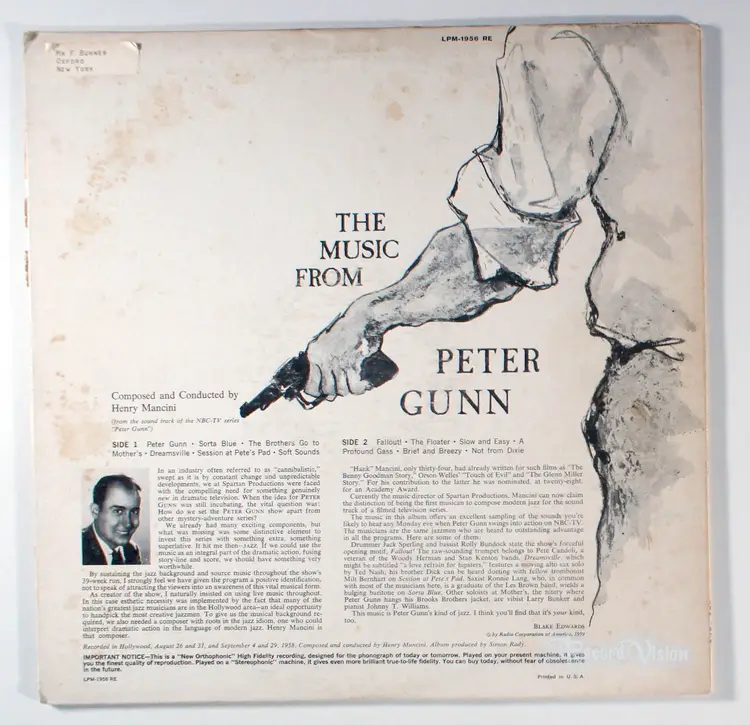 Henry Mancini - The Music From Peter Gunn (1959) Vinyl LP • TV Soundtrack