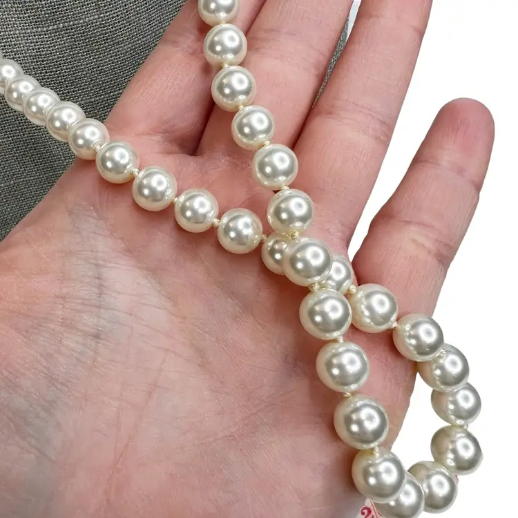 Classic Faux Pearl Glass Beaded Elegant Single Strand Necklace