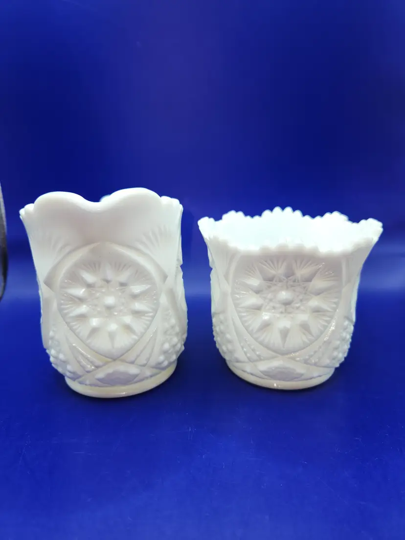 Kemple Milk Glass Open Sugar and Creamer Set