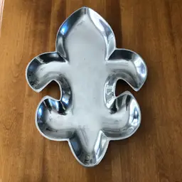 IHI Fleur De Lis Silver Metal Serving Tray Plate Dish India