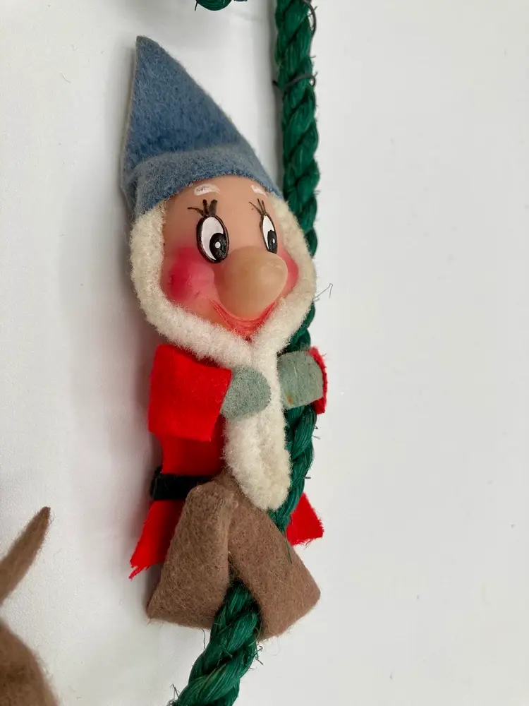 Vintage Seven Dwarfs Ornaments On Green Rope