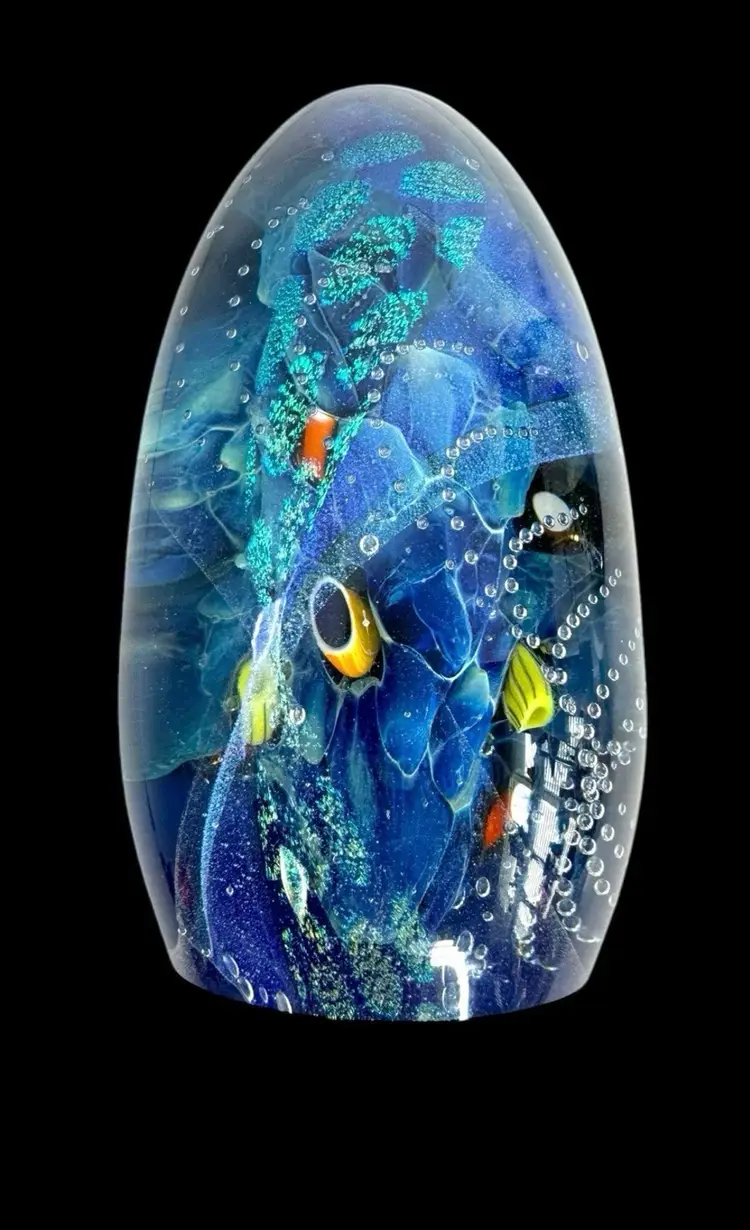 Karg Dichroic , Cane ,
Controlled
Bubble Cosmic Bullet Paperweight