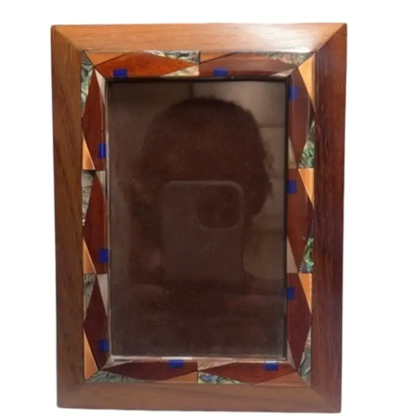 Wooden Picture Frame With Shell and Stone Inlay 4x6