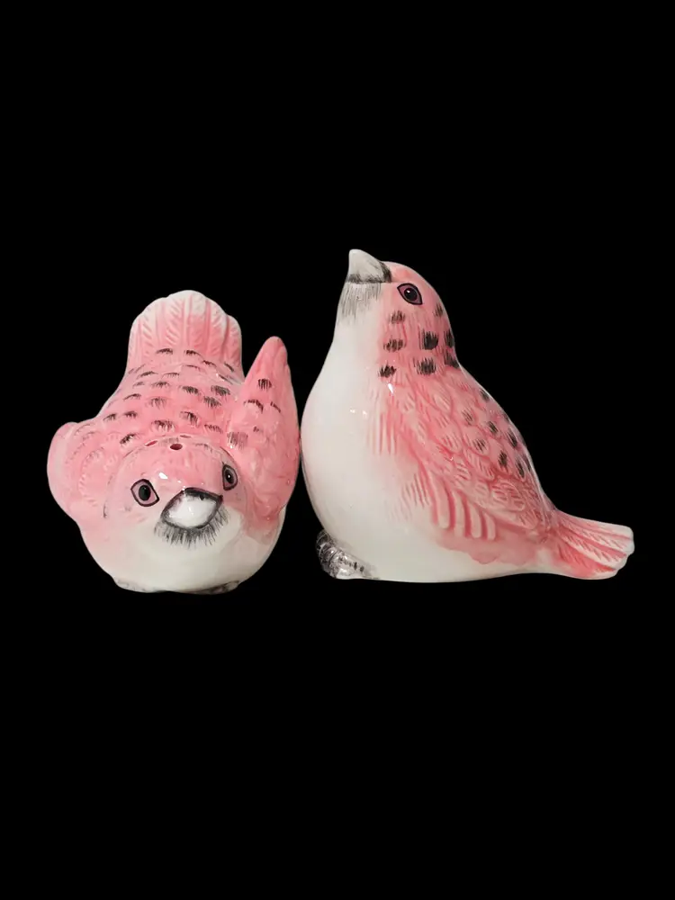 Set of Edie Rose by Rachel Bilson Hydrangea Pink Bird Salt and Pepper Shakers