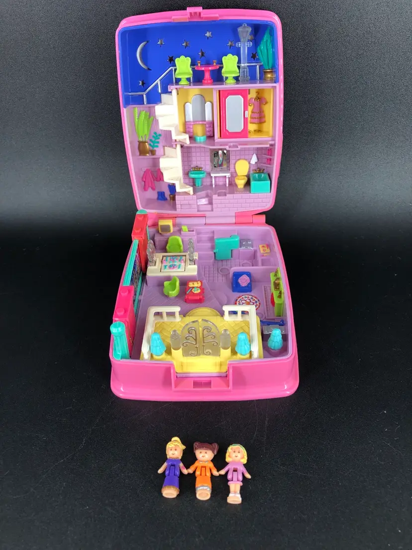Vintage Polly Pocket Star Bright Dinner Party Bluebird 1994 w/ 3 Girls