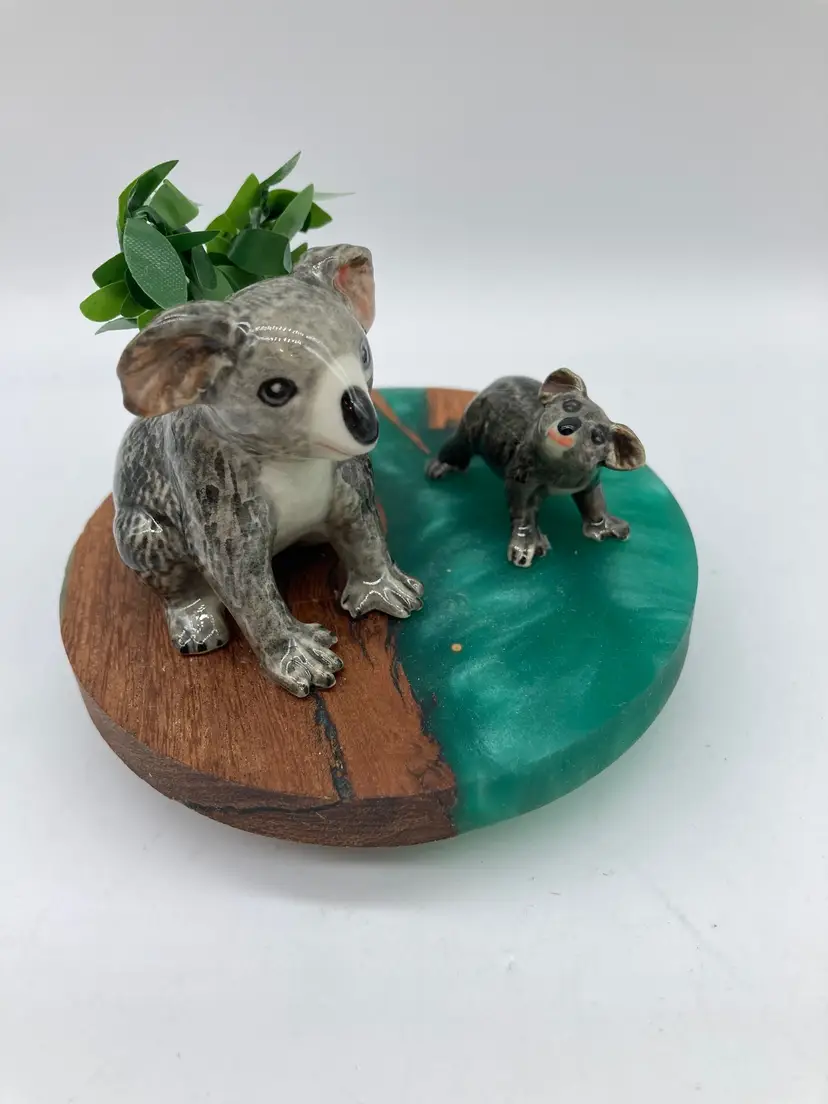 Koala Assemblage on a Resin and Wood Base