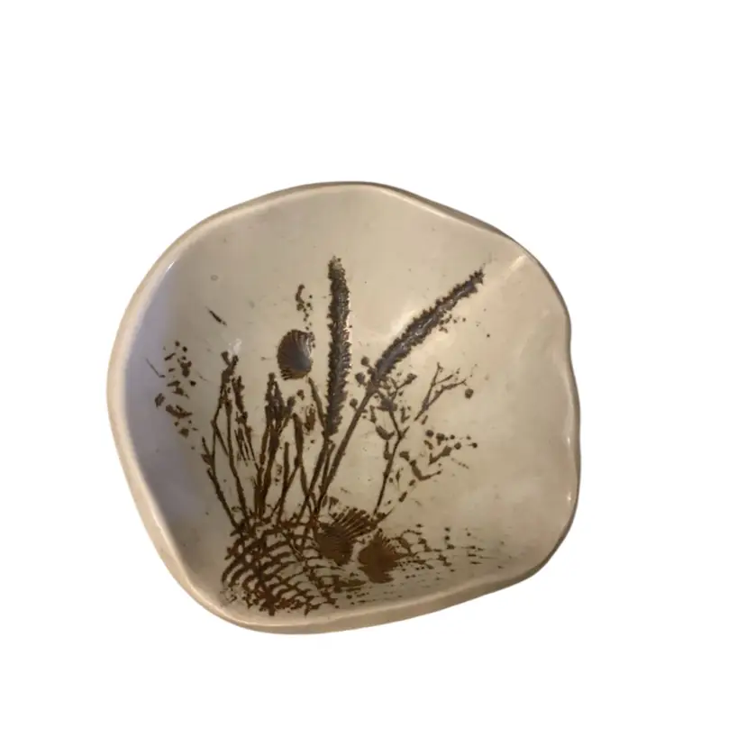 Hand Made Ceramic Bowl Wild Oats 6 X 6 X 2  Inches