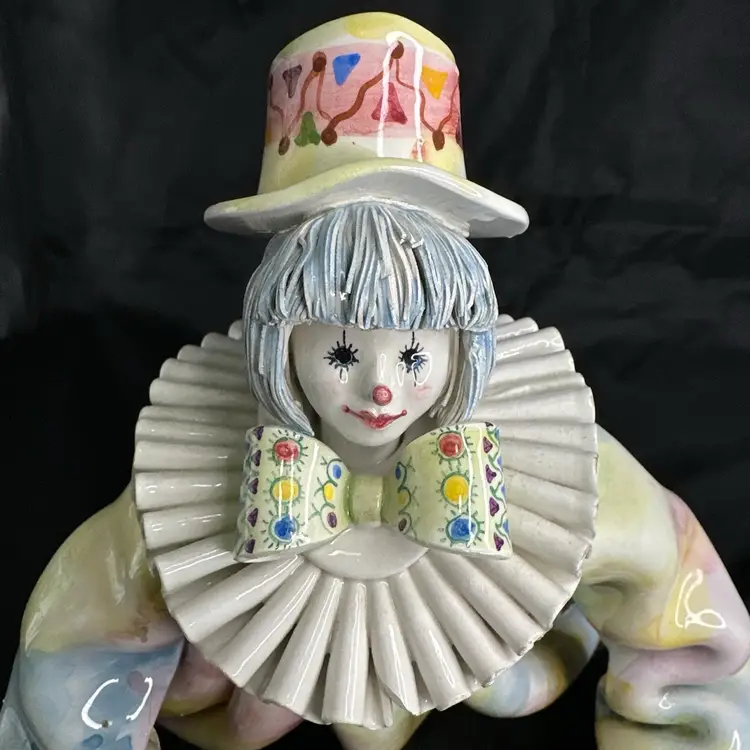 VHTF Signed Porcelain Clown Down Pose Crafted In Italy For Gumps Of San Francisco