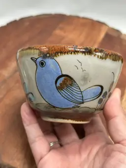 Vintage Ken Edwards Tonala Pottery Small Side Bowl Bird Signed