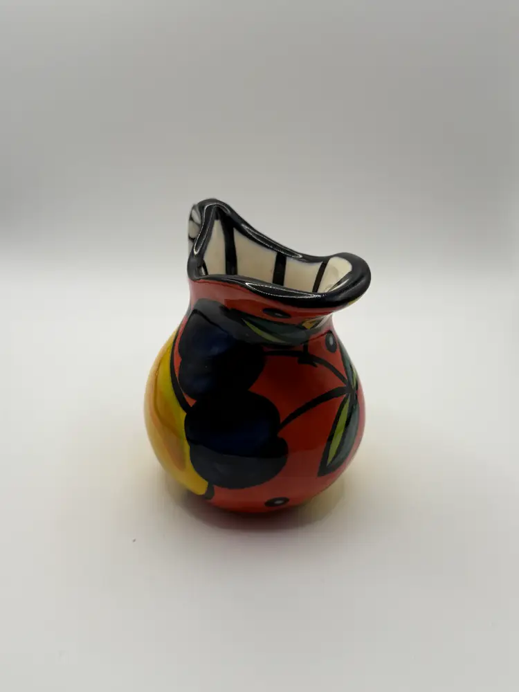 Clay Art Caliente Hand-painted Ceramic Pitcher signed Pefi Costa Rica 2000
