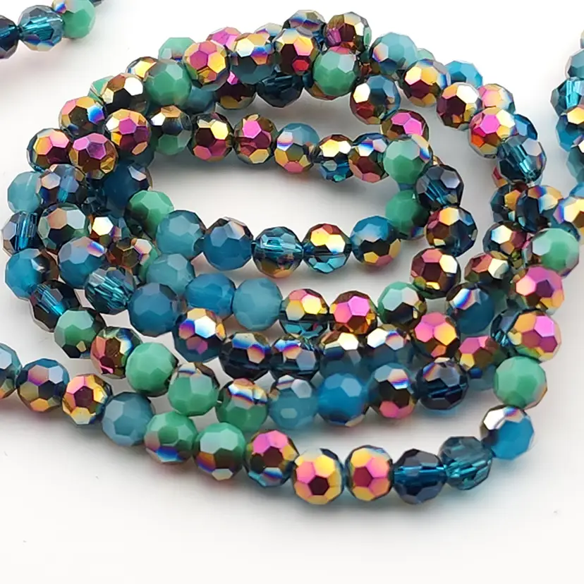 94pcs 6MM Turquoise, Blue & AB Faceted Glass Beads #BC126