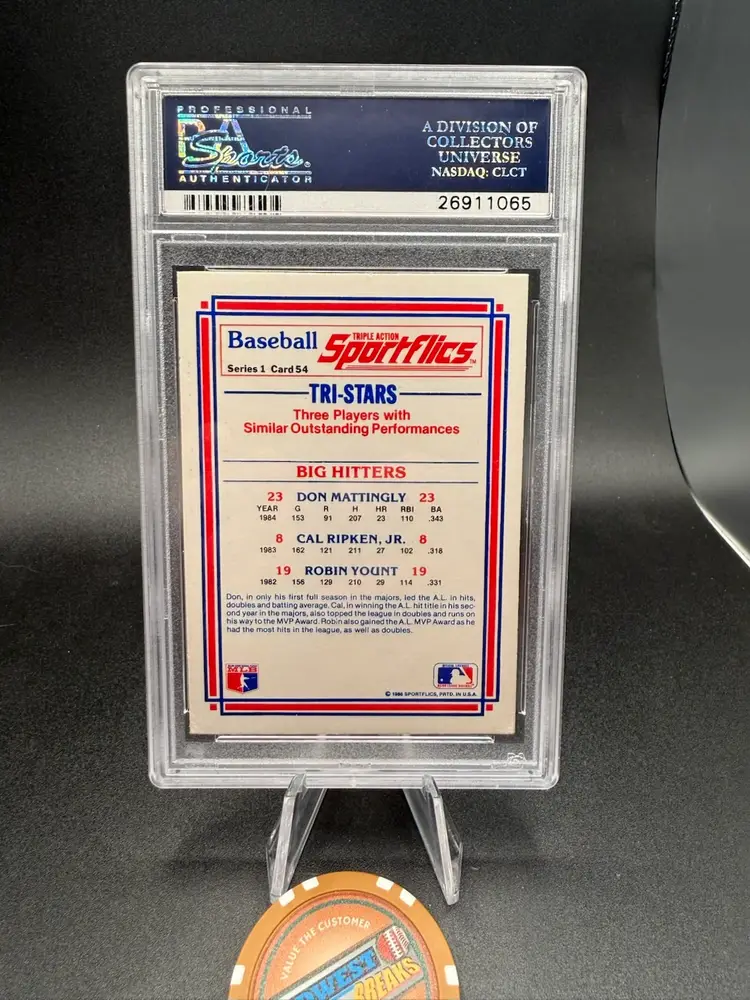 Ripken Mattingly Yount Psa 10 1986 Sportflics New York Yankees Baltimore Orioles