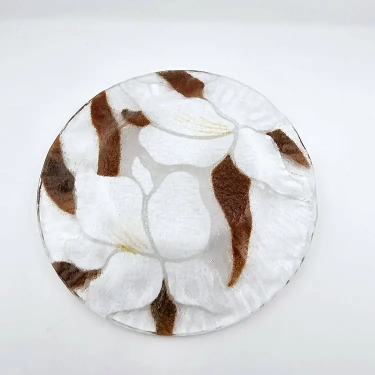 Vintage Sydenstricker Fused Glass Orchid Plate 6.5"