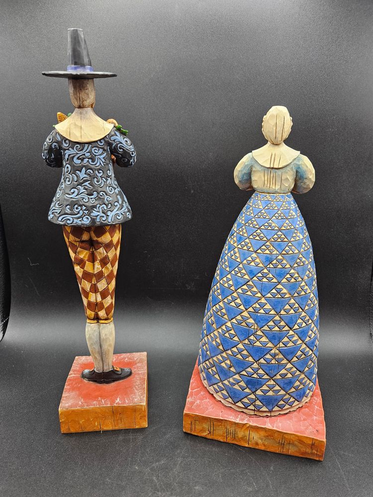 Jim Shore Bounty & Give Thanks Thanksgiving Pilgrim Figurines 2004 Vintage