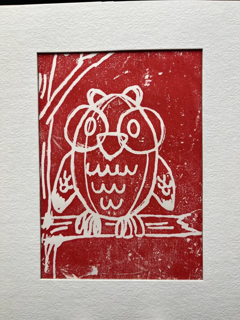 “Whoo” Wood Cut Oil Print By Lynda S Wohlfahrt