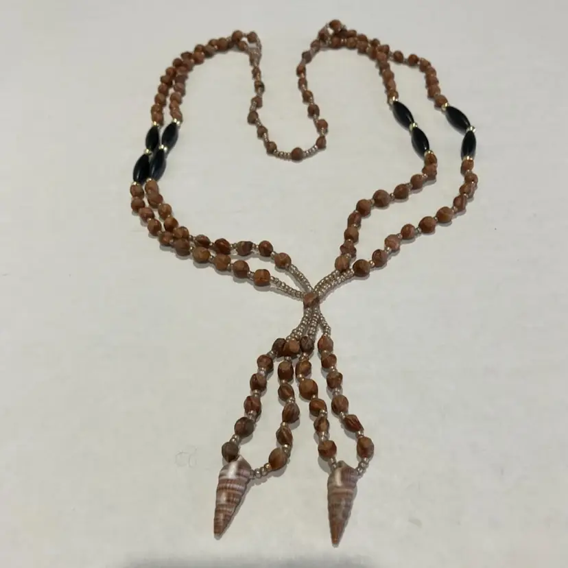 Vintage Navajo Ghost Bead/Cedar Seed With Shells Necklace