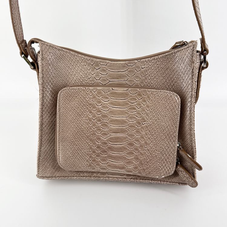 Liz Claiborne Gray Taupe 9"x7"x3.25" Faux Snake Skin Handbag Shoulder Bag