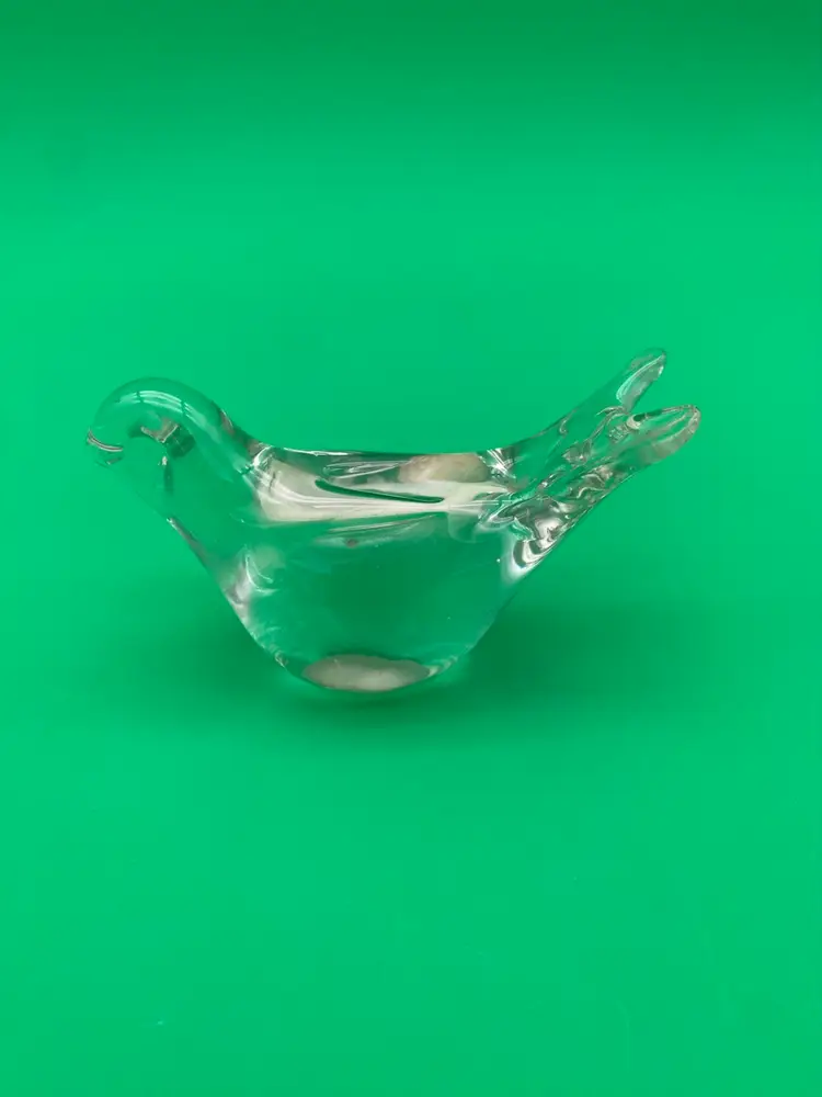Clear Glass Bird Paperweight - 6 Ounces - 4" Long