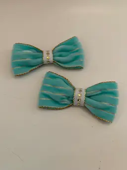 Vintage Aqua Velvet Hair Bows