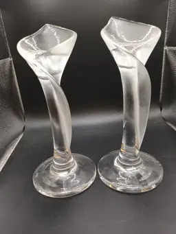 Vintage Riedel Crystal Calla Lily Canda Holders - As Is