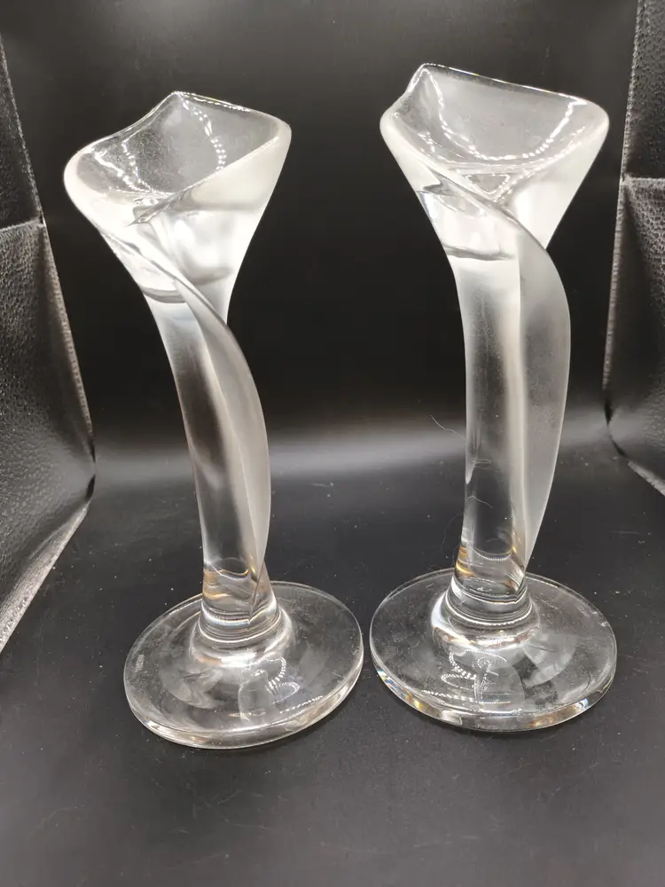 Vintage Riedel Crystal Calla Lily Canda Holders - As Is