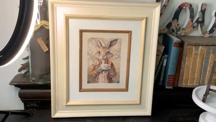 Cute Bunny Rabbit For Easter Or Nursery Framed In Yellow  19 X 16.5"