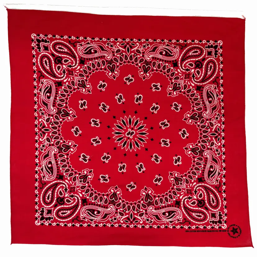 Hav A Hank Red Bandana Scarf Paisley Cotton Made USA Biker Motorcycle Vintage