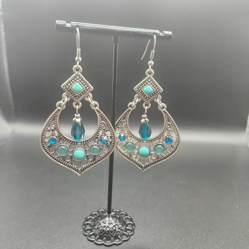 Boho Chic Turquoise Dangle Earrings