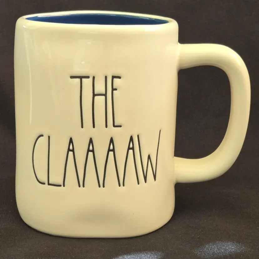 Toy Story Rae Dunn Mug Disney Pixar THE CLAAAAW double sided Blue Interior 4¾" Tall Approximately