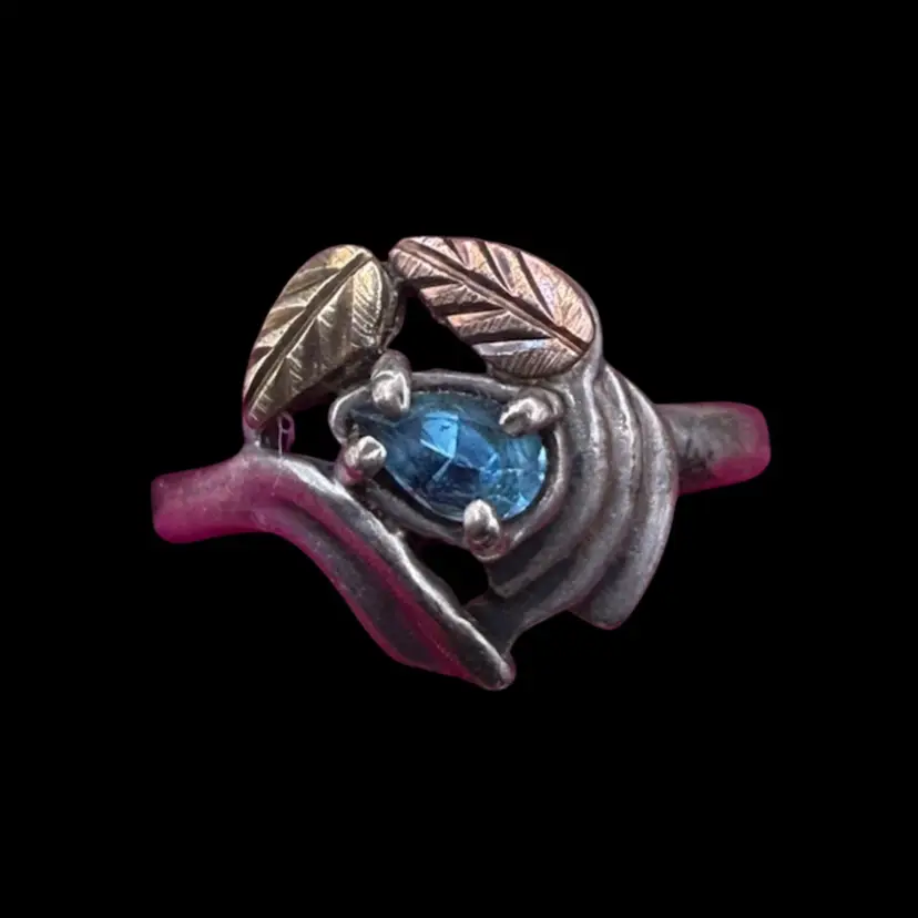 COLEMAN C CO. Black Hills 12k Gold & Sterling Silver Blue Topaz RING SIZE 7