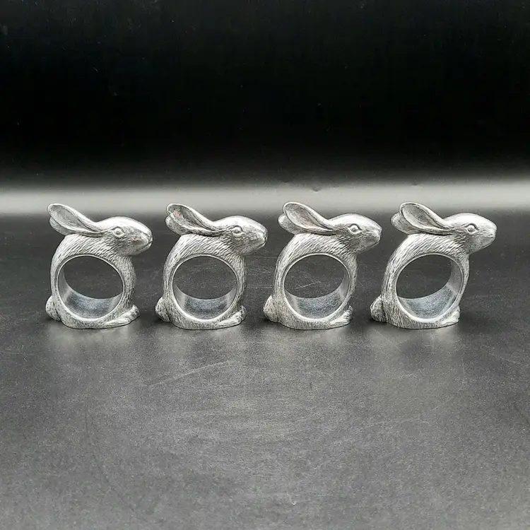 Arthur Court Bunny Rabbit Easter Napkin Rings Set of 4